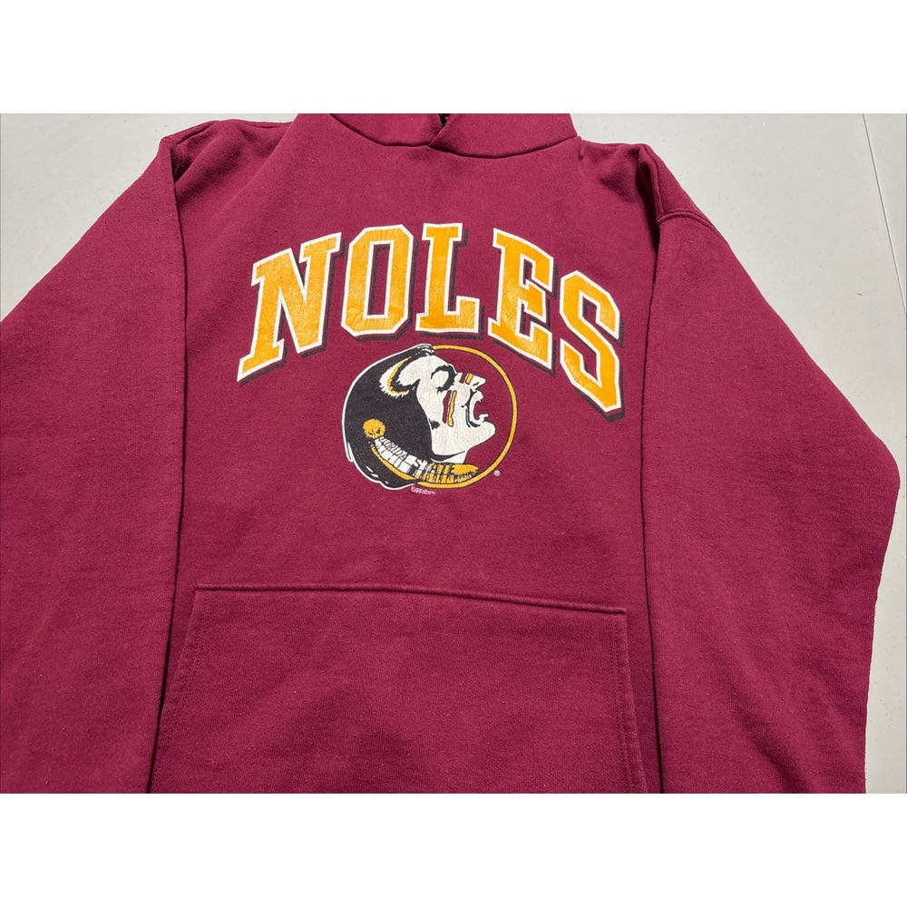 Vintage FSU Noles Bike Hoodie Made In USA Size L Florida State 80s/90s Burgundy